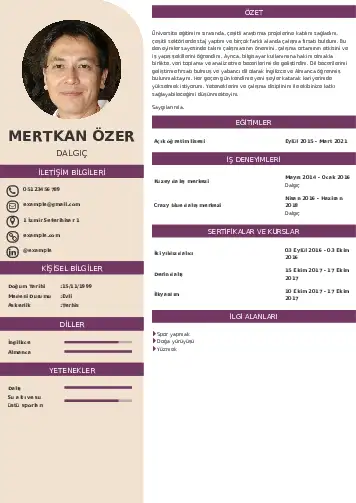 Dalgıç CV Örnekleri cv indir